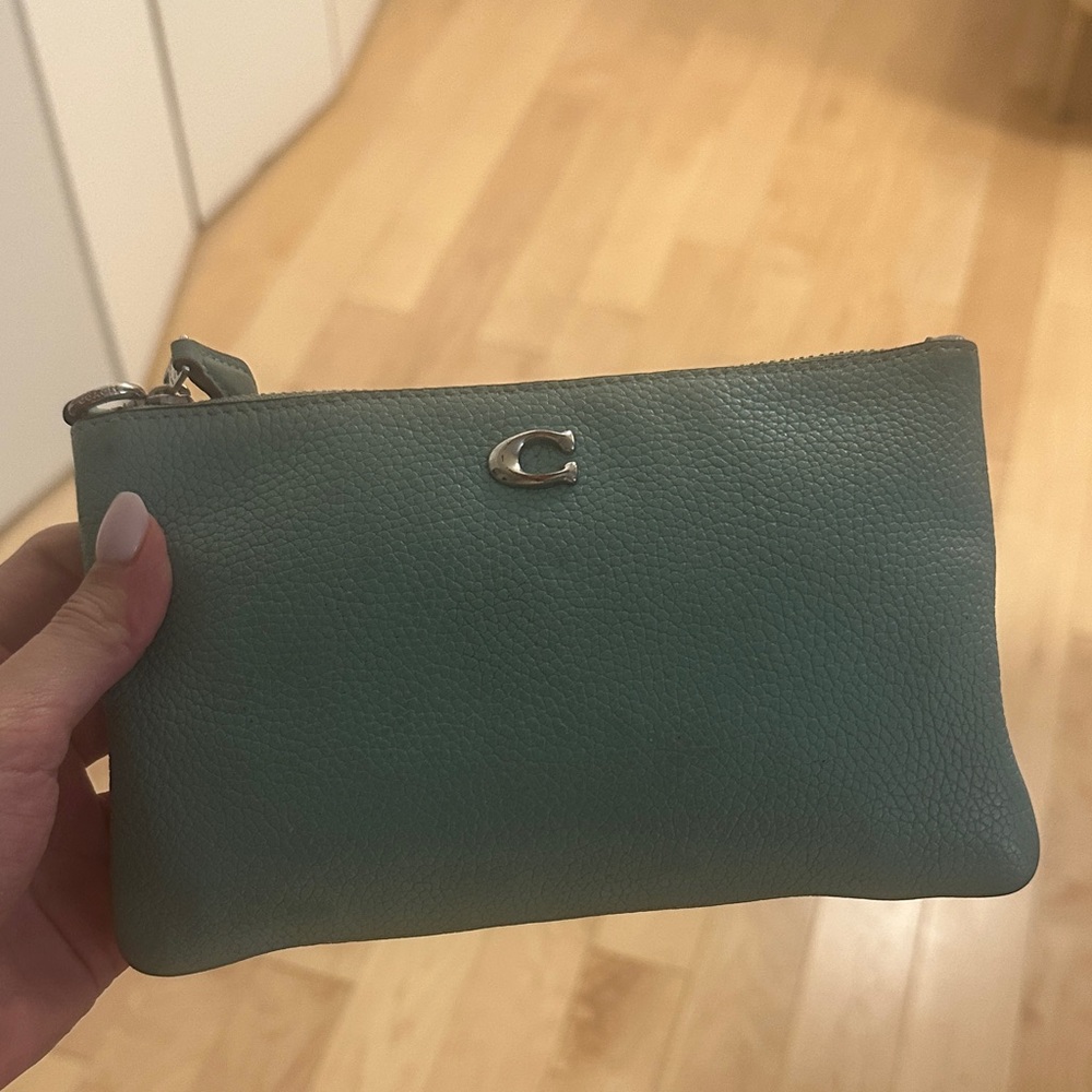 Coach Teal Leather Wristlet